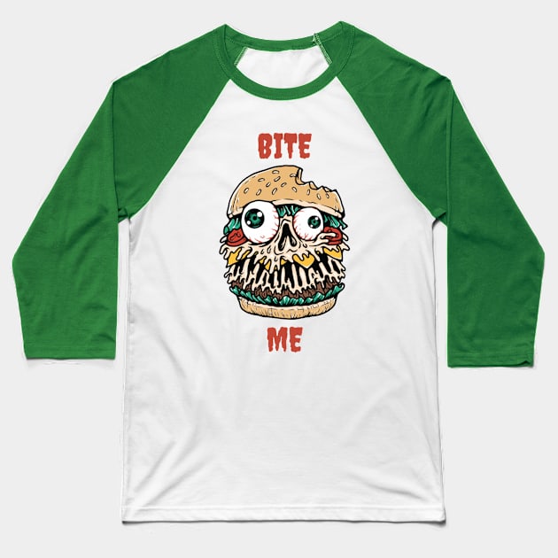 Bite me burger Baseball T-Shirt by Rakos_merch